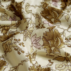 (Pre cut-2.5Meter) Light Yellow Olive Table Digital Print Pure Muslin