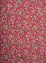 Modal Chanderi Silk Pink Color Floral  Pattern Screen  Print Fabric With Foil