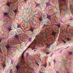 Pink Magic Art Raw Silk Fabric