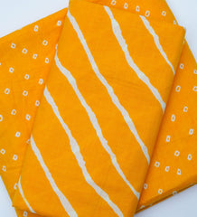 (Pre Cut-2.5 Meter)Yellow and White Lehraya Print Pure Cotton Cambric Mix & Match