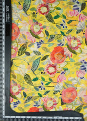 Lemon Yellow Floral Pattern Digital Print Chinnon Chiffon Fabric