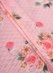 Cotton Brasso Light Pink Color Floral Digital Print Fabric.