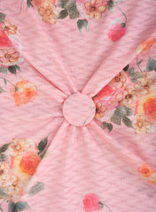 Cotton Brasso Light Pink Color Floral Digital Print Fabric.