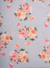 Cotton Brasso Grey Color Floral Digital Print Fabric.