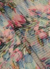 Pure Organza Lurex Multi Color Abstract Pattern Digital Print Fabric