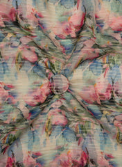 Pure Organza Lurex Multi Color Abstract Pattern Digital Print Fabric