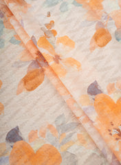 Cotton Brasso Shades of yellow Color Floral Digital Print Fabric.