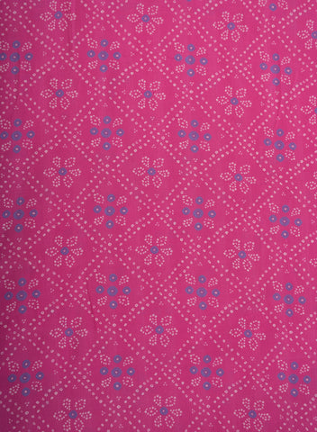 (Pre Cut-2 Meter) Pure Muslin Flamingo Pink Color Bandhani Pattern Digital Print  Fabric.