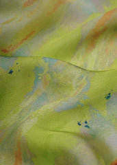 Chartreuse Green Tie Dye Pattern Digital Print Satin Georgette Fabric