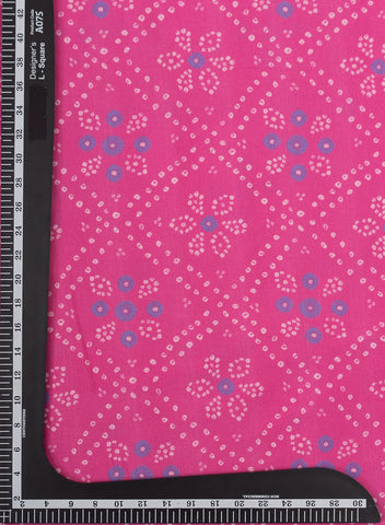 (Pre Cut-2 Meter) Pure Muslin Flamingo Pink Color Bandhani Pattern Digital Print  Fabric.