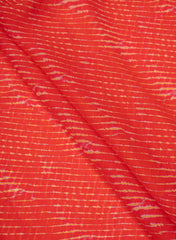 Pure Organza Red Color Lehariya Pattern Digital Print Fabric