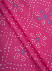 Pure Muslin Flamingo Pink Color Bandhani Pattern Digital Print  Fabric.