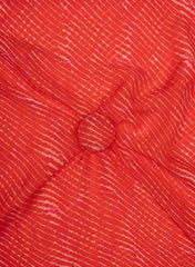 Pure Organza Red Color Lehariya Pattern Digital Print Fabric