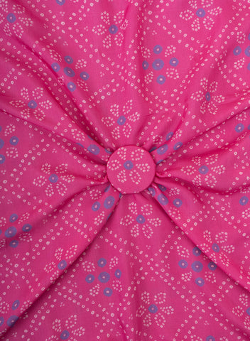 (Pre Cut-2 Meter) Pure Muslin Flamingo Pink Color Bandhani Pattern Digital Print  Fabric.