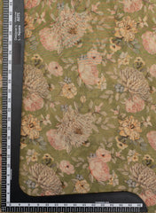 Viscose Tissue Green Color Floral Pattern Digital Print Fabric