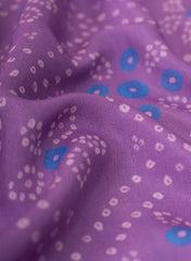 Pure Muslin Lavender Color Bandhani Pattern Digital Print  Fabric.