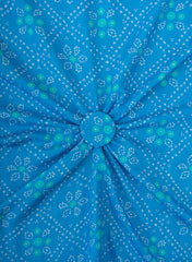 Pure Muslin Shades of Blue Color Bandhani Pattern Digital Print  Fabric