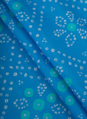 Pure Muslin Shades of Blue Color Bandhani Pattern Digital Print  Fabric