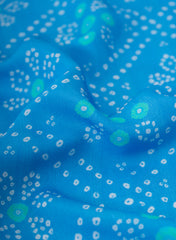 Pure Muslin Shades of Blue Color Bandhani Pattern Digital Print  Fabric