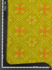 Pure Muslin olive Green Color Bandhani Pattern Digital Print  Fabric.