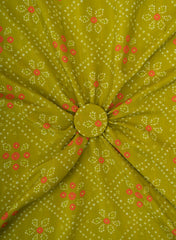 Pure Muslin olive Green Color Bandhani Pattern Digital Print  Fabric.