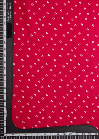 (Pre Cut-2 Meter)Red And White Bandhani Screen Print cotton Fabric