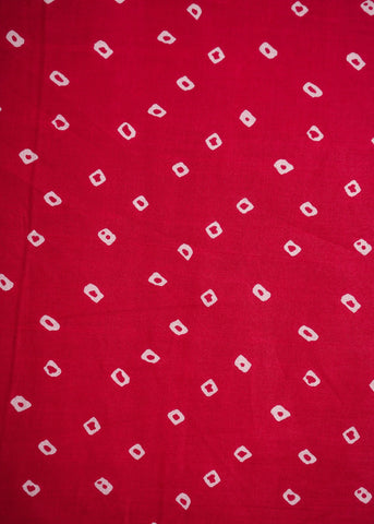 (Pre Cut-2 Meter)Red And White Bandhani Screen Print cotton Fabric