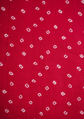 Red And White Bandhani Screen Print cotton Fabric