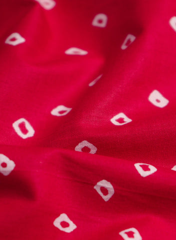 (Pre Cut-2 Meter)Red And White Bandhani Screen Print cotton Fabric