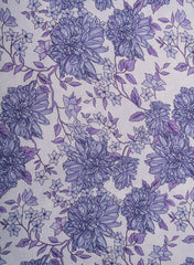 Pure Muslin violet Color Floral Digital Print Fabric