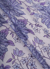 Pure Muslin violet Color Floral Digital Print Fabric