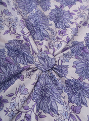 Pure Muslin violet Color Floral Digital Print Fabric