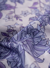 Pure Muslin violet Color Floral Digital Print Fabric