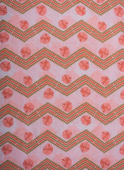 Pure Muslin Shades of pink Color Zig-Zag Pattern Digital Print Fabric