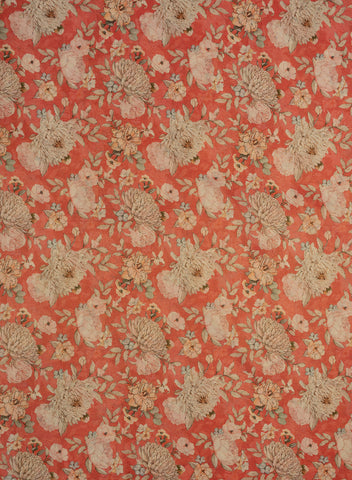 (Pre Cut-2 Meter) Viscose Tissue Pink Color Floral Pattern Digital Print Fabric