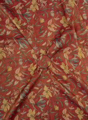 Viscose Tissue Red Color Floral Pattern Digital Print Fabric