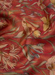 Viscose Tissue Red Color Floral Pattern Digital Print Fabric