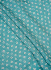 Pure Muslin Sky Blue Color  Bandhani Pattern Digital Print  Fabric