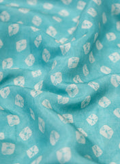 Pure Muslin Sky Blue Color  Bandhani Pattern Digital Print  Fabric