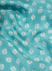 Pure Muslin Sky Blue Color  Bandhani Pattern Digital Print  Fabric