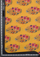 Tuscany Yellow Multi Colour Floral Screen Print Cotton Fabric