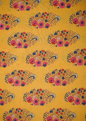 Tuscany Yellow Multi Colour Floral Screen Print Cotton Fabric