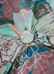 Pure Crepe Multi Color Floral Digital Print Fabric.