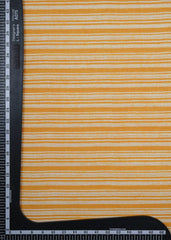 Amber Yellow And White Stripes Screen Print Pure Cotton Cambric Fabric