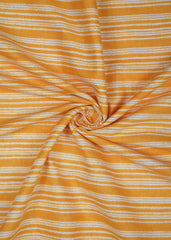 Amber Yellow And White Stripes Screen Print Pure Cotton Cambric Fabric