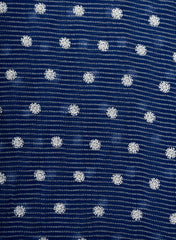 Pure Organza Navy Blue Color Bandhani print With Sequins And Pearl Embroidery Fabric.