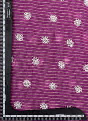 Pure Organza purple Color Bandhani print With Sequins And Pearl Embroidery Fabric.