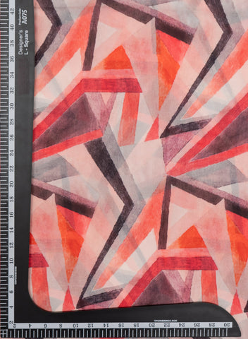 (Pre cut-4 Meter) Satin Georgette Multi Color Abstract Pattern Digital Print Fabric.