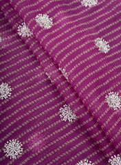 Pure Organza purple Color Bandhani print With Sequins And Pearl Embroidery Fabric.