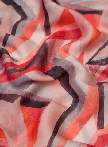 (Pre cut-4 Meter) Satin Georgette Multi Color Abstract Pattern Digital Print Fabric.